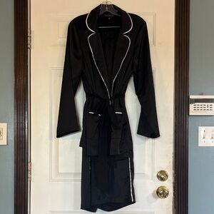 Eloquii Black Satin Pajama Set with White Trim